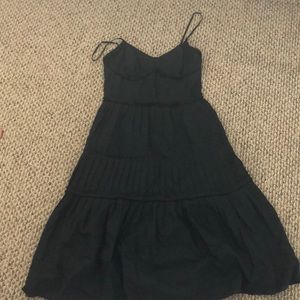Ann Taylor loft black cotton/silk midi dress 4P